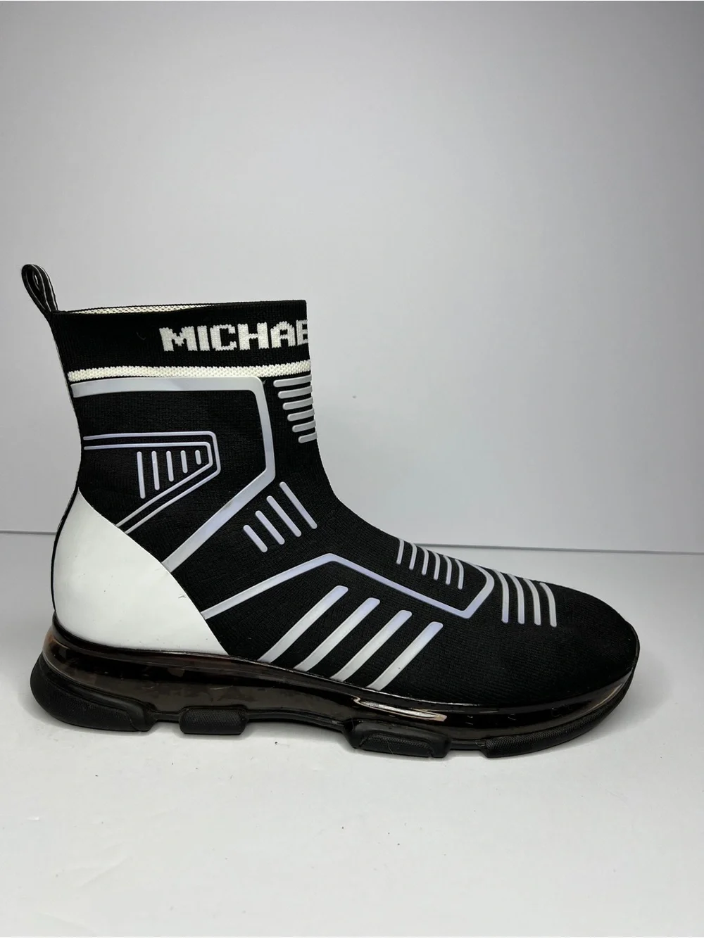 Michael Kors Skyler Black Knit Sock Sneaker Wedge Booties No Box